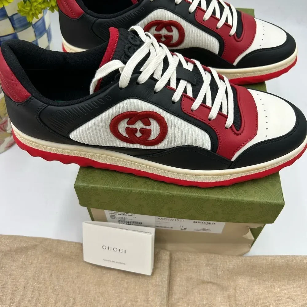 Men's Gucci Mac 80 low top leather sneakers size 11 fits 11.5 US made in Italy